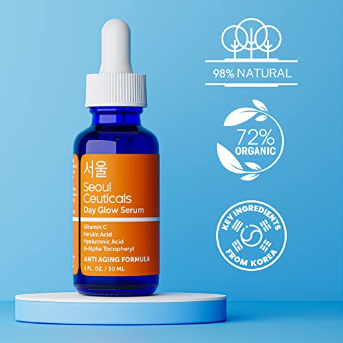 SeoulCeuticals Korean Skin Care 20% Vitamin C Hyaluronic Acid Serum + CE Ferulic Acid - Potent Anti Aging, Anti Wrinkle Korean Beauty 1oz (Pack of 2)
