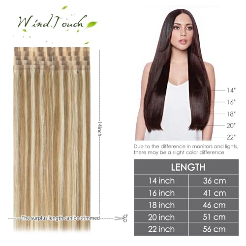 Hair Extensions Tape in Human Hair 18 Inch Bleach Blonde 40g - WindTouch Variation of THIS listing