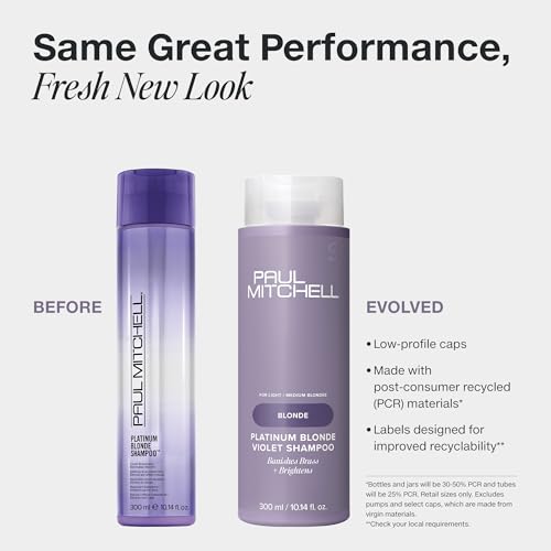 Paul Mitchell Platinum Blonde Violet Shampoo with Cucumber Melon Scent - 10.14 Fl Oz, Brightens & Banishes Brass for Light to Medium Blonde, Silver & Gray Hair