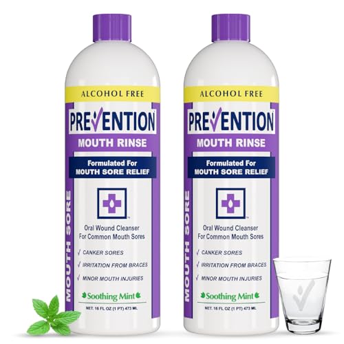 Prevention Mouth Sore Rinse 16 oz Pack of 2 Alcohol-Free Oral Care for Canker Sores
