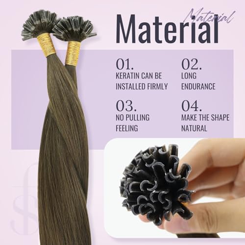 Fshine U Tip Fusion Hair Extensions 14 Inch, 50g Dark Brown, 100 Strands, Variation 6.#2