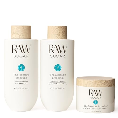 Raw Sugar The Moisture Smoothie Bundle - Shampoo, Conditioner & Hair Mask, Hair Care for Dry Damaged Hair, Formulated without SLS/SLES & Parabens