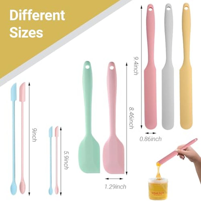 9 Pieces Wax Stick Non-stick Wax Spatulas Silicone Reusable Beauty Makeup Spatulas Different Sizes Silicone Scrapers for Cosmetic Bottles Hard Wax Stir Sticks Set Hair Removal Waxing Applicator