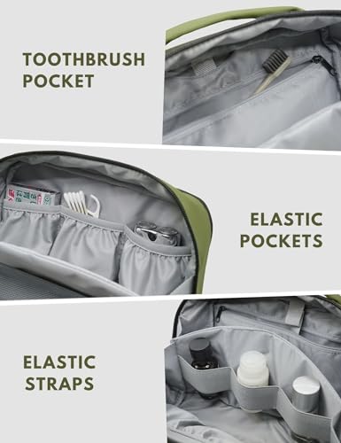 Large Khaki Travel Toiletry Bag for Men Women Water-Resistant Hanging Organizer