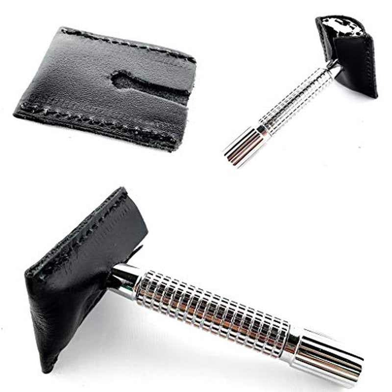 G.B.S Leather Double Edge Safety Razor Head Protective Sheath, Travel Cover, Pack of 5