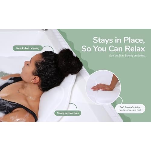 Rylor Full Body Bath Pillow ? Luxury Cushion for Bathtub | Extra Large & Thick | Premium Packaging - Head, Neck, Shoulder & Back Support ? Quick-Dry, Mold Resistant ? for Women & Men (White)