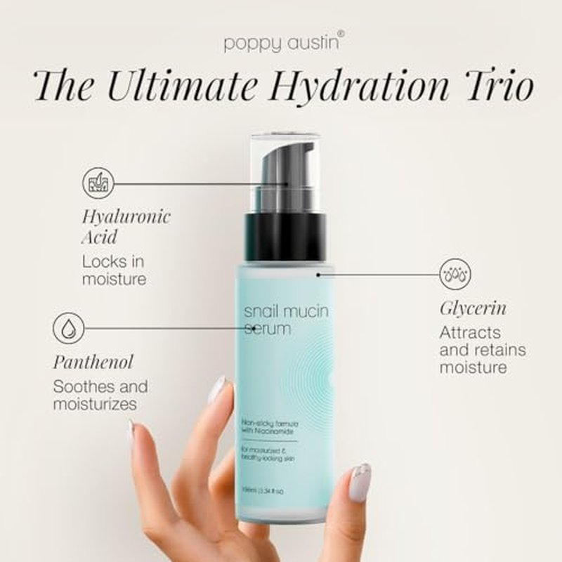 96% Snail Mucin Serum with Niacinamide, Snail Serum for Face, Hydrating Serum Snail Mucin Essence Face Serums for Anti Aging Serum (3.34 Fluid Ounces) (Pack of 2)