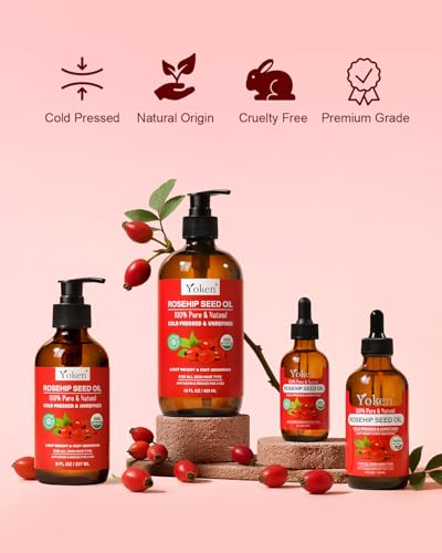 Organic Rosehip Seed Oil 16oz - Cold Pressed in Glass Bottle - Multi-Use Skin & Hair Nourishment
