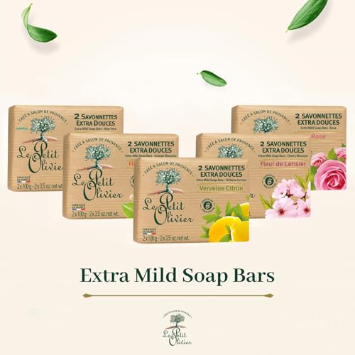 Le Petit Olivier Extra Mild Soaps - Rose for Women - 2 x 3.5 oz Soap
