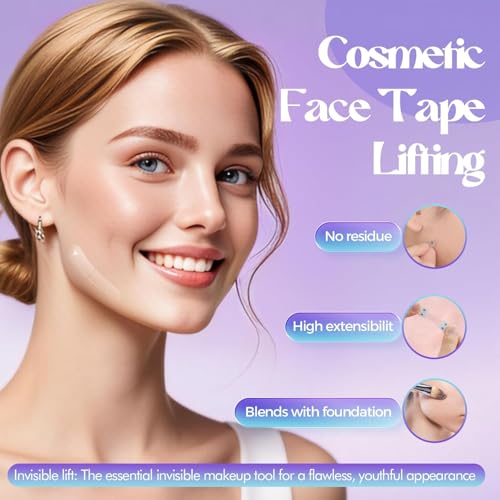 Neck Tape Lifting Invisible,140PCS Face Tape Lifting Invisible Face Lift Tape,Neck Lift Tape Face Lifter Tape for Makeup Instant Face Lift Facial Tape for Women Double Chin Jowls Eyebrow Sagging Skin
