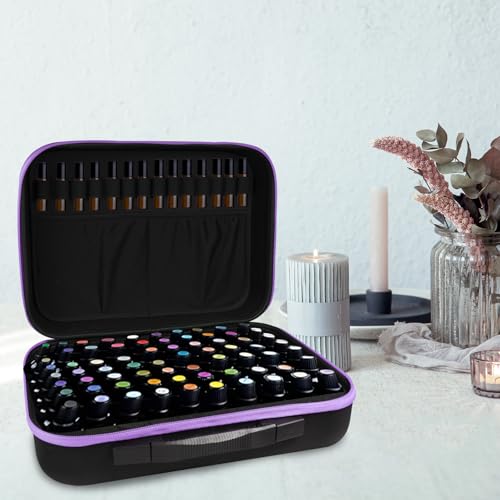 Purple 70 Bottle EVA Essential Oil Storage Carrying Case - Travel & Home