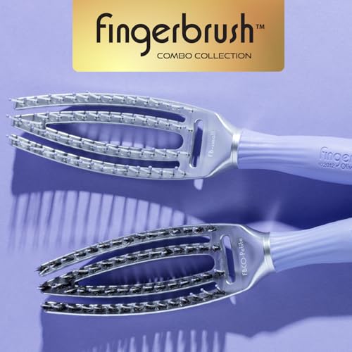 Olivia Garden Petite Fingerbrush Combo Curved & Vented Paddle Brush with Ionic & 100% Boar Bristles