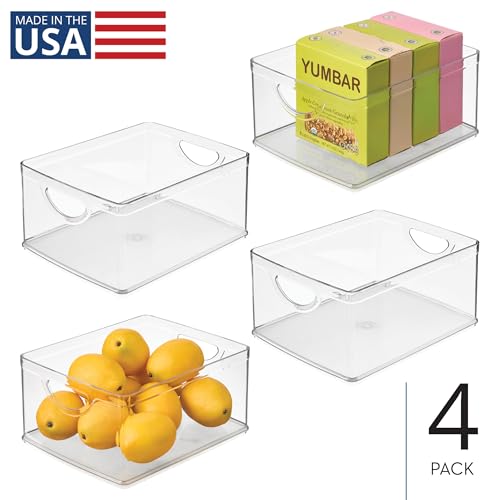 Medium Plastic Stackable Kitchen Cabinet Storage Bin Set of 4 - Clear