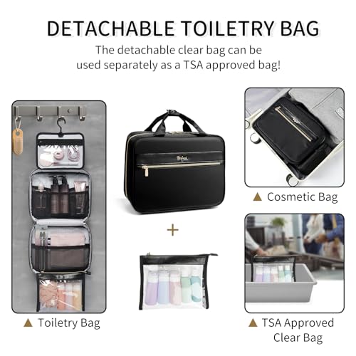 Travel Toiletry Bag, Large Hanging Toiletry Bag for Women Men, Cosmetic Makeup Bag for Traveling, Makeup Organizer for Full-Size Shampoo, Travel Essentials Bag