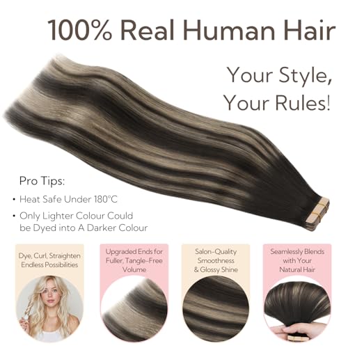 Hotbanana Tape-in Hair Extensions 16 Inch Natural Black to Light Blonde 20pcs 50g