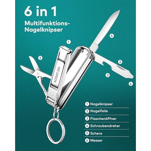Portable Nail Clippers,Medical Grade Stainless Steel Foldable Nail Cutter with Leather Case, Ultra Slim Travel Design Mr-1099sl (Pack of 2)