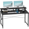 Black 47-Inch Small Computer Desk with Monitor Stand & Headphone Hook - Space-Saving Office & Kids Study Table
