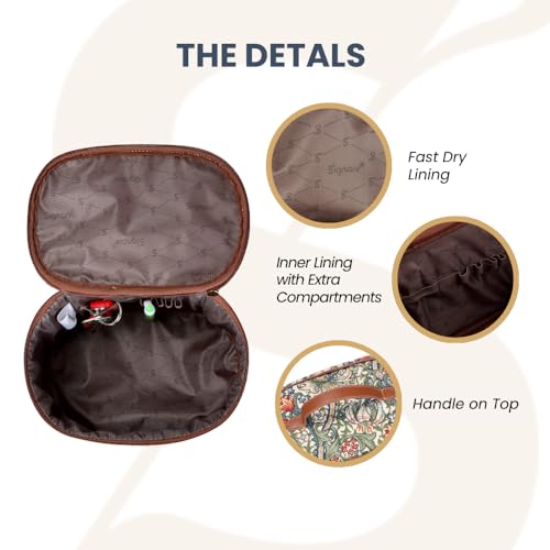 Signare Tapestry Toiletry Bag Makeup Organizer bag for Women with with William Morris Golden Lily Design (TOIL-GLILY)