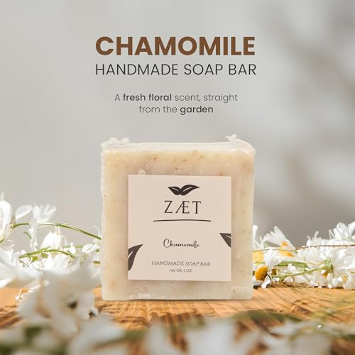 Chamomile Soap Bar - Handmade Natural 4 Pack, 5 Ounce Each - Gentle Body & Hand Soap