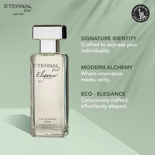 Eternal Love Elegance for Men Eau de Parfum Spray 3.4oz – Long Lasting Summer Fragrance - Variation of Elegance for Men