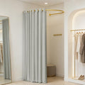 Portable U-Shaped Changing Room Divider for Boutique Privacy - Gray Linen