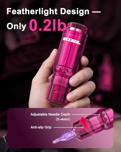 Pink Wireless Tattoo Gun Kit for Beginners & Artists - Medium