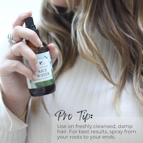 HAPPIE HUMMINGBYRD Fermented Rice Water Hair Growth Spray 4oz Pack of 2 for Thicker, Shinier Hair