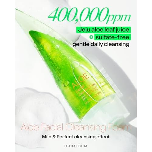 HOLIKA HOLIKA Aloe Facial Cleansing Foam, 5.07 fl.oz.