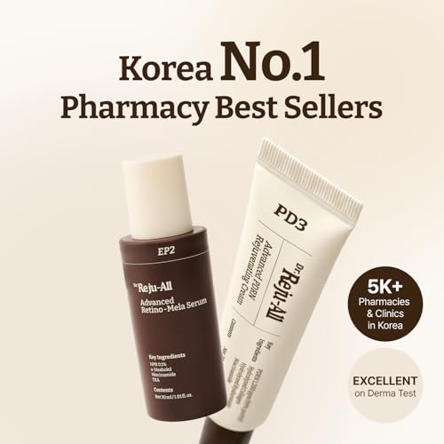Dr. Reju-All Repair & Tone Duo: Advanced PDRN Rejuvenating Cream + Advanced Retino-Mela Serum - Face Moisturizer & Retinol Serum for Firming & Smooth Skin, Korean Pharmacy Anti-Aging Skin Care
