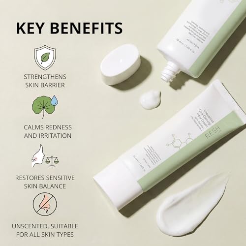 Hydrating Cica Face Moisturizer for Sensitive Skin - Redness Relief, Soothing Cream, 50ml