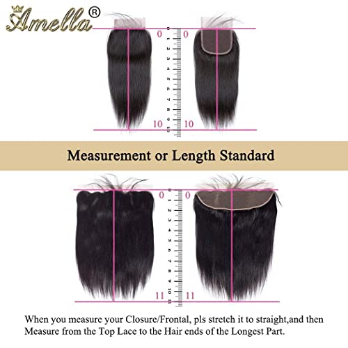 Brazilian Human Hair Frontal Closure 13x4 Body Wave 150% Density Pre-Plucked Natural Black
