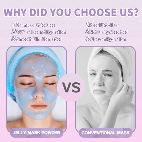 Jelly Mask Set,Hyalorunic Acid Jelly Masks For Facials Professional,Rose Hydro Jelly Face Mask,with Facial Mask Mixing Bowl Set,Headband,Birthday Gifts for Women,Gift Set for Valentine's, Mother's Day