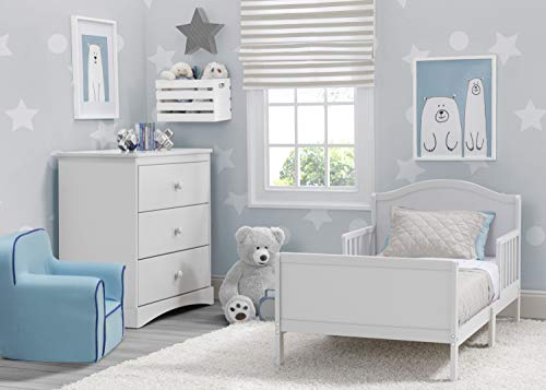Delta Children Bennett Wood Toddler Bed Bianca White - Greenguard Gold Certified, Low Profile, Safety Guardrails