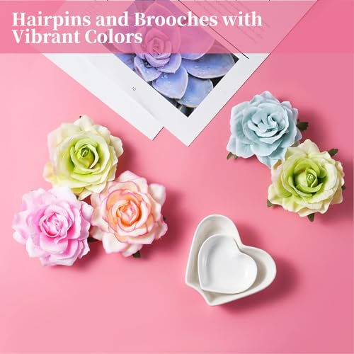 30 Pack Artificial Rose Hair Clips for Women, Large Flower Claw Clips for Thick Hair