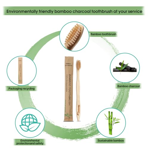 Bulk Eco-Friendly Bamboo Toothbrushes for Adults - Soft Bristles, Reusable & Biodegradable, Pack of 100 for Travel & Camping