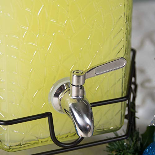 2.5 Gallon Glass Beverage Dispenser with Stainless Steel Spigot and Stand