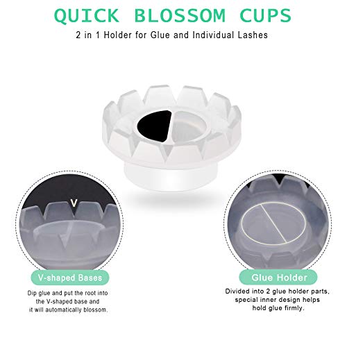 Fenshine 300 PCS Eyelashes Extension Volume Lashes Fan Quick Blossom Cups Lash Glue Holder and Lash Organizer Supplies Tools for Eyelash Extension Supply