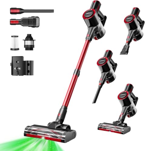 uwant VC2401-U Cordless Vacuum Cleaner 35KPa, Red-Black, Anti-Tangle, HEPA, 50min Run Time