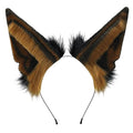 Loiahoer Black & Brown Faux Fur Jackal Ears Headband Halloween Cosplay Accessory