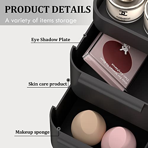 Stackable Makeup Organizer with Drawers for Vanity and Bathroom Counter Black