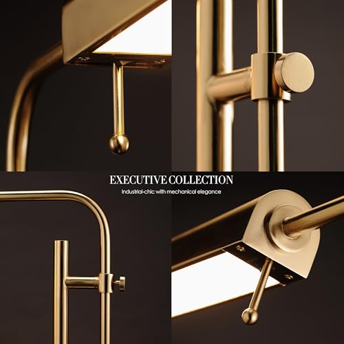 O'Bright Cedric Adjustable Floor Lamp Antique Brass - Industrial Reading & Work Light, 45-61 Inches, 10W LED