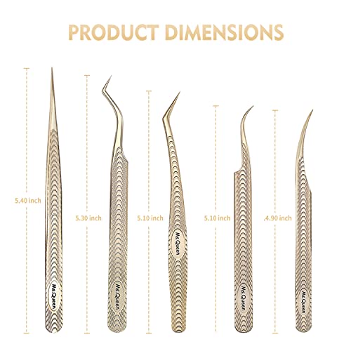 Eyelash Extension Tweezers Set - Professional Precision Lashing Tools 5PCS - Variation of M015