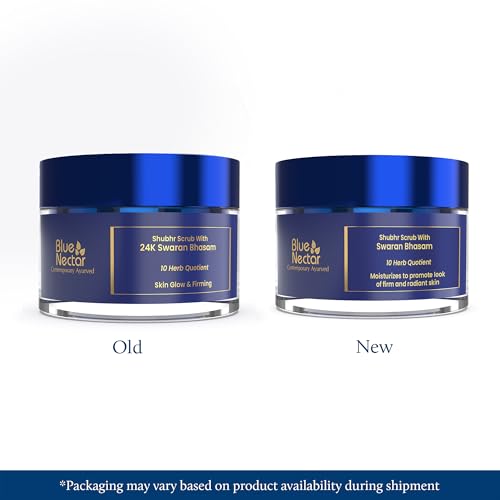 Gold Face Scrub for Glowing Skin - Exfoliating & Tan Removal with Aloe Vera & Walnut - Unisex Ayurvedic Face Cleanser - 1.7 Oz