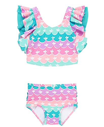 Girls UPF50+ Sun Protection Ruffle Tankini Swimsuit - 5T Mermaid Butterfly Variation