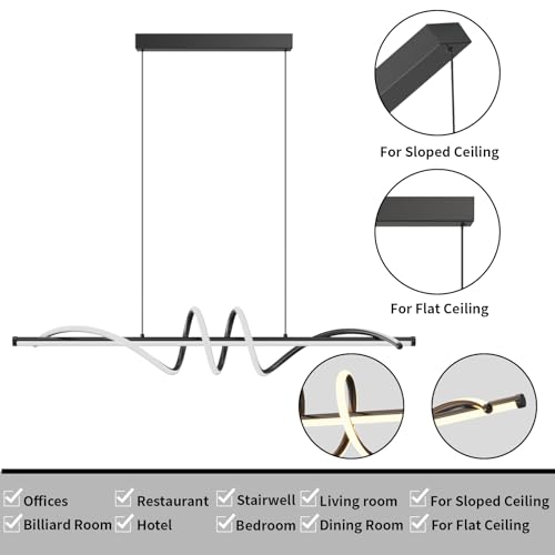 A-Black 39in Dimmable LED Pendant Light with Remote Control, Adjustable Color Temp
