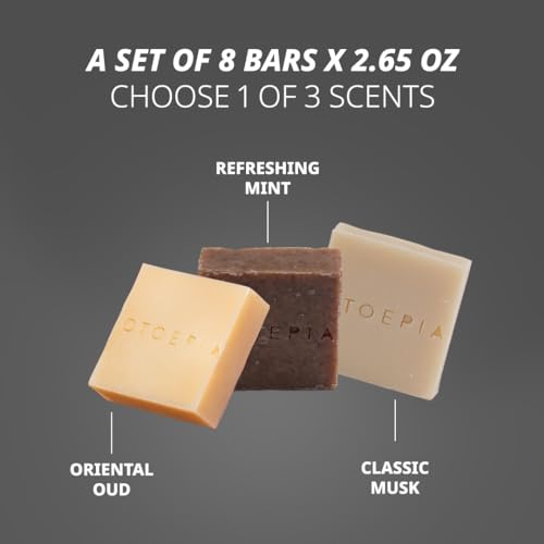Shaving Bar and Body Soap in Oriental Oud Scent for Men - 8 Bars, All Purpose Natural Olive Oil - Moisturizing, Nourishing & Gentle on Sensitive Skin Men¡¯s Collection