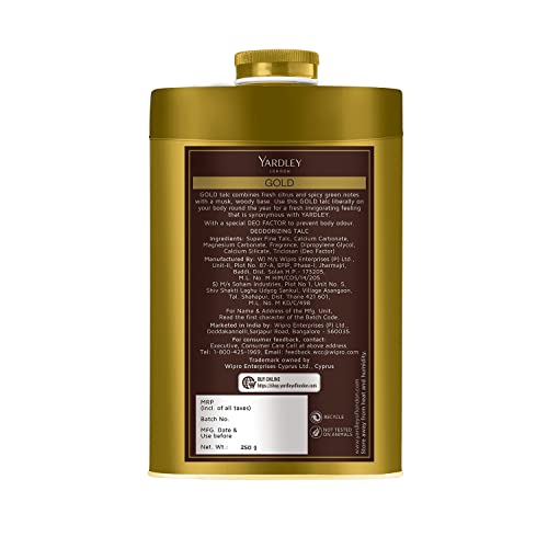 Yardley London Gold Perfumed Talc, 250 Gram