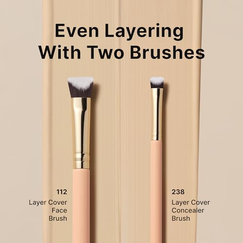 THE TOOL LAB Cover Intensive Duo Brush Set, Foundation & Concealer Brushes for Liquid/Cream, Thin Buildable Coverage, Pore-Blur Base + Spot Detail, Soft Dense Bristles, Professional K-Beauty Tool