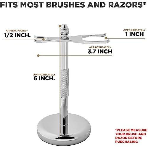 Perfecto Deluxe Chrome Razor and Brush Stand - The Best Safety Razor Stand. This Will Prolong The Life of Your Shaving Brush, metal