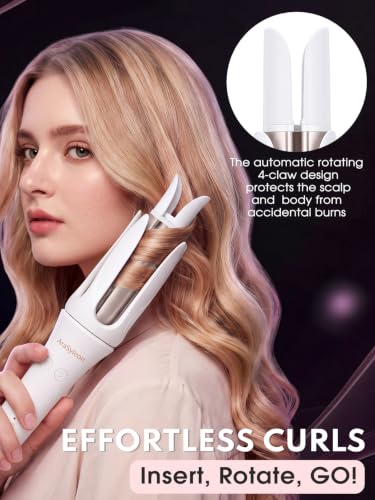 AraSyleon Automatic Hair Curler with 9cm Ceramic Barrel - White, For Medium to Long Hair